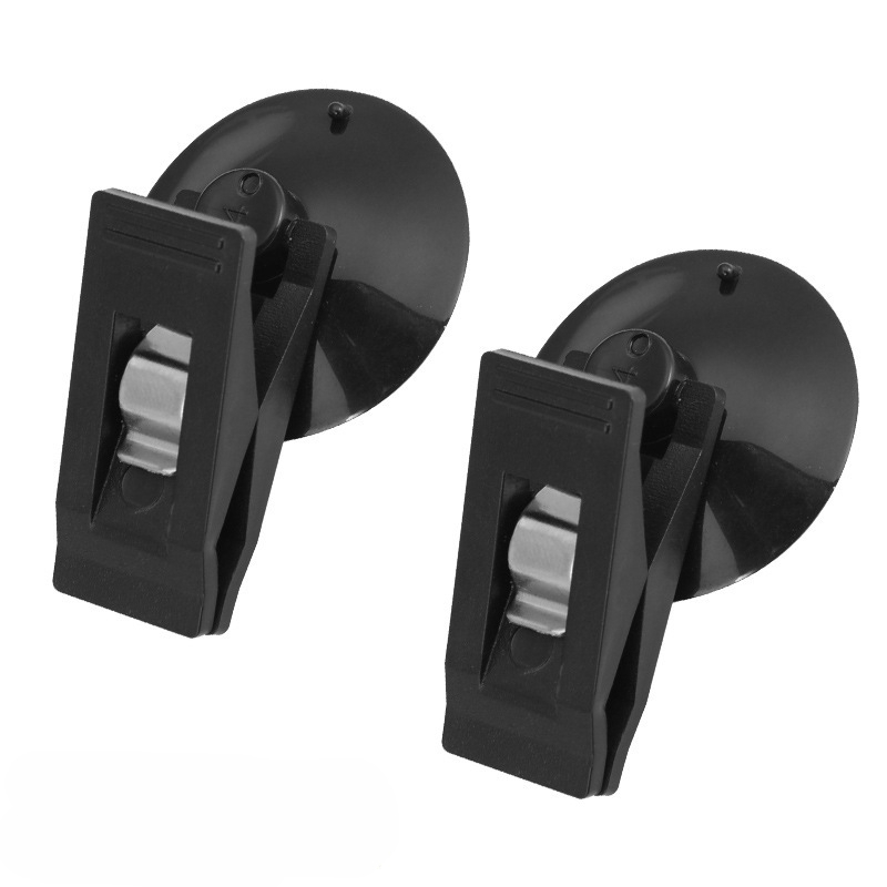 1 paar auto-interieur raam clip mount zwarte zuignap clip plastic sucker verwijderbare houder voor zonnescherm gordijn handdoek ticket: Black