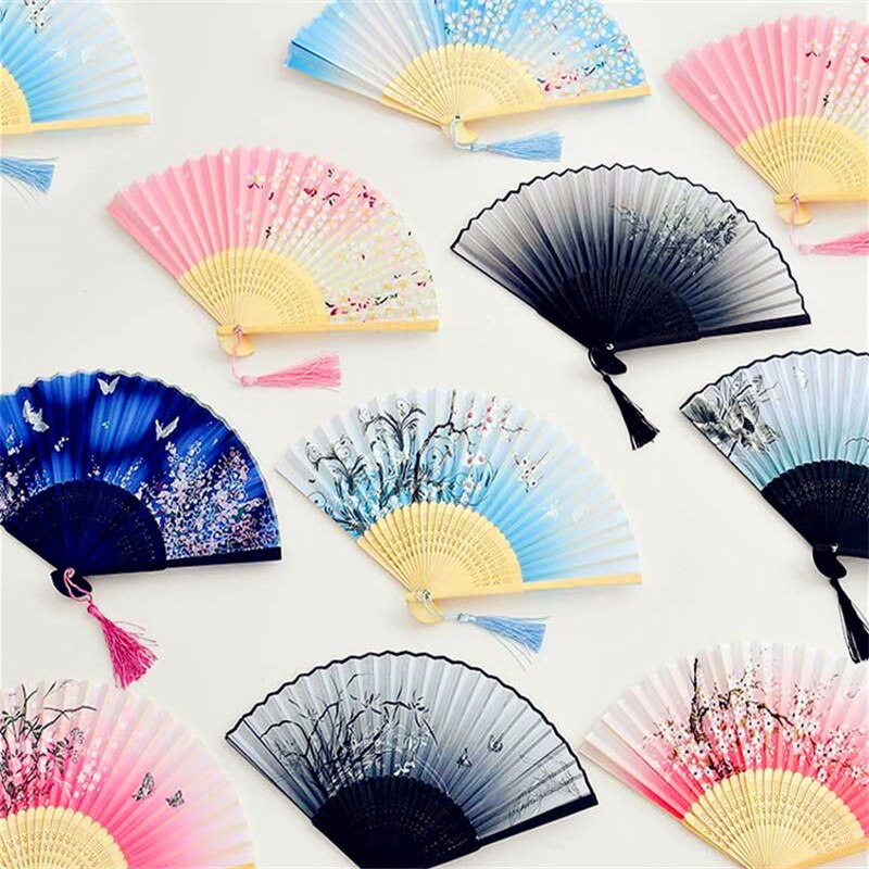 Zijde Fan Chinese Japanse Stijl Vouwen Fan Home Decoratie Ornamenten Patroon Art Bruiloft Dance Hand Fan Papier Fans