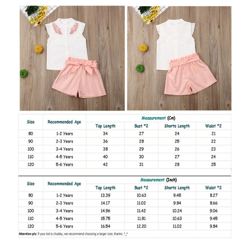 Lovely Kid Baby Girls Feather Clothes set top senza maniche estivi fasciatura pantaloncini 2 pezzi abiti moda abbigliamento 2-6 anni