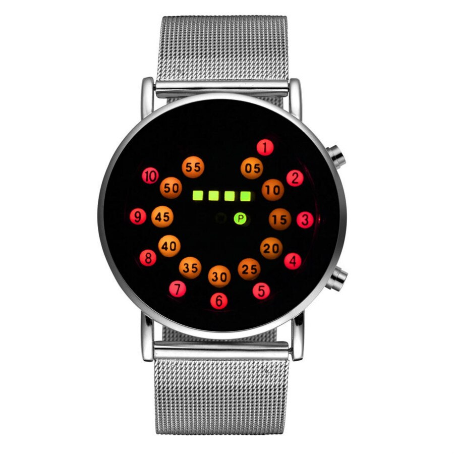Sports Roll Ball Analog Display Men Watches LED Watch Silver Alloy Clock Timer Men Women Boy Wristwatches: B