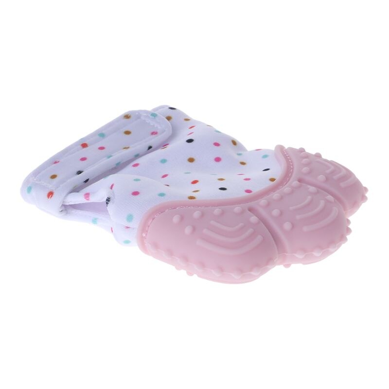 Gants de dentition pour bébé dents grinçantes Oral -né morsure mâcher jouets sonores Silicone réglable sans BPA mitaine fournitures d'allaitement