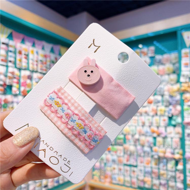 Horquilla cuadrada de encaje bordada para niñas, adorable y adorable horquilla de conejo de dibujos animados para niñas, horquilla con flecos de flores: 1