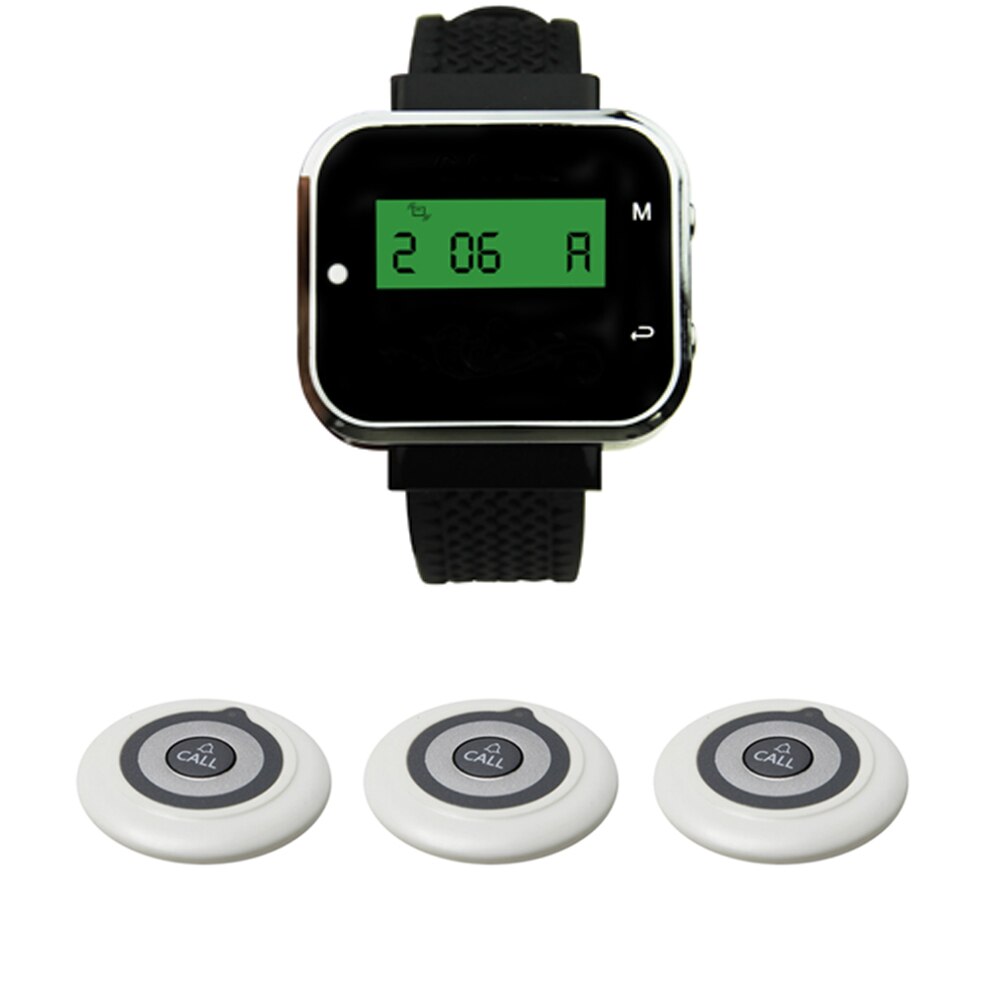 klimpern Glocken drahtlose Restaurant aufruf systeme 3 Absender + 1 uhr Pager/kellner aufruf systeme gast aufruf tasten
