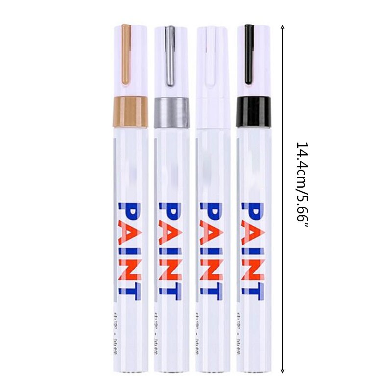 4 Pcs Waterproof Permanent DIY Metallic Paint Marker Pen for Car Tire Tread Rubber Metal Crystal Epoxy Resin Art Supply