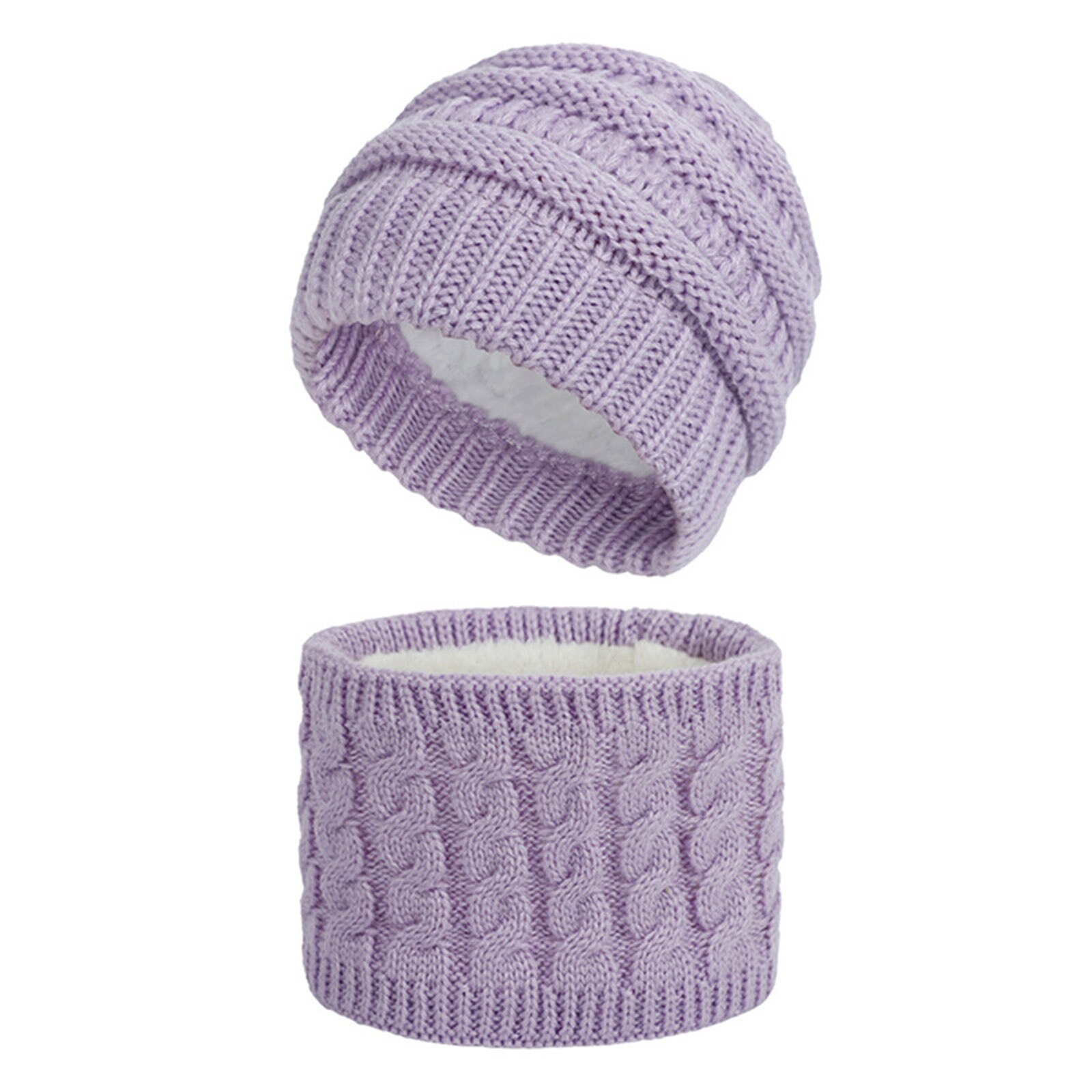 Winter muts en sjaal voor baby's, gebreide warme fleece gevoerde skimuts, dunne kindermuts, maat 889