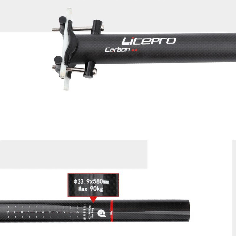 Litepro siodełko rowerowe rura 33.9mm * 580mm 3K rura podsiodłowa z włókna węglowego Ultralight robić roweru składanego
