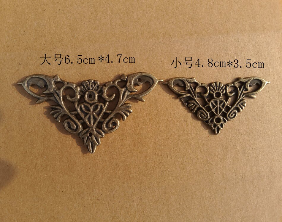 40 stk 6.5cm*4.7cm kobber zink legering blomst hjørne vinkel hardware tilbehør kobber vinkel bronze farve