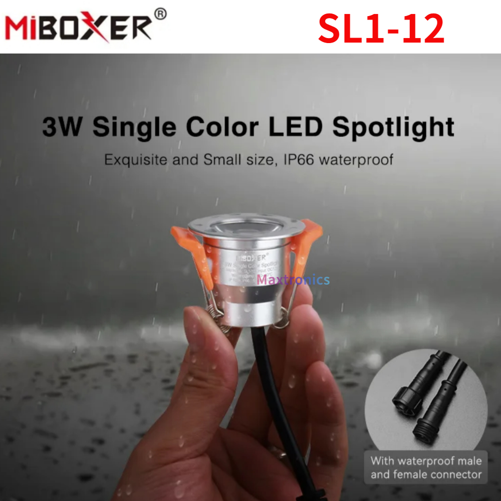 Miboxer 3w mini vanntett led-spotlight 12v ensfarget/dobbelt hvit/rgb/rgbw 2.4g fjernkontroller  ip66 led-downlight dimbar: Blå