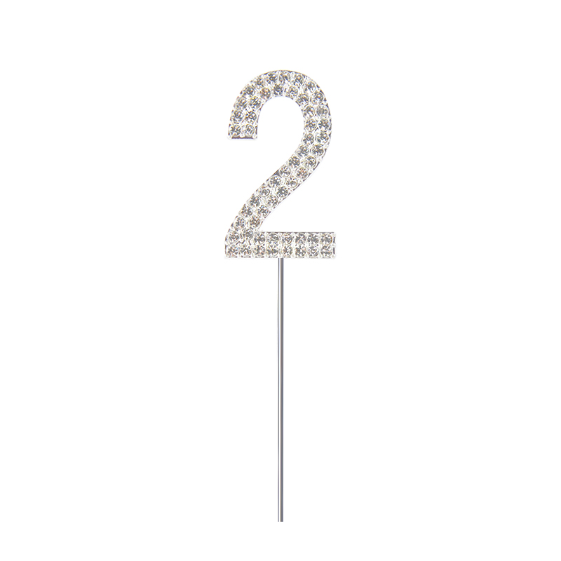 Glitter Alloy Rhinestone 0-9 Number Cake Toppers Gold Silver Digital Cupcake Topper Wedding Birthday Party Dessert Decorations: Olive