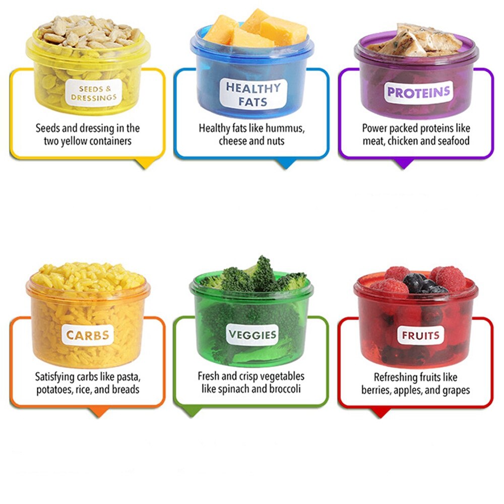 7pcs/set Perfect Portions Portion Lunch Cute Box Control Containers Food Storage-easy Way To Lose Weight Using Portion