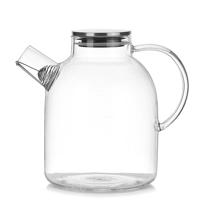 Resistant Transparent Glass Kettle TOD-1800ml Water Pitcher, Teapot Coffee Juice Jug with Stainless Strainer Functional