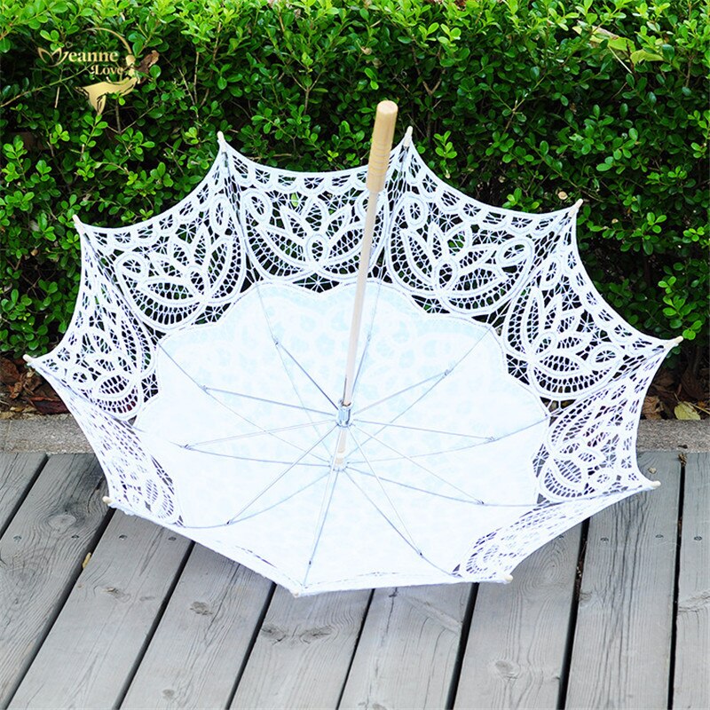 Parapluie en dentelle blanche et Beige, Parasol en coton brodé, pour bal de Mariage, décoration pour mariée