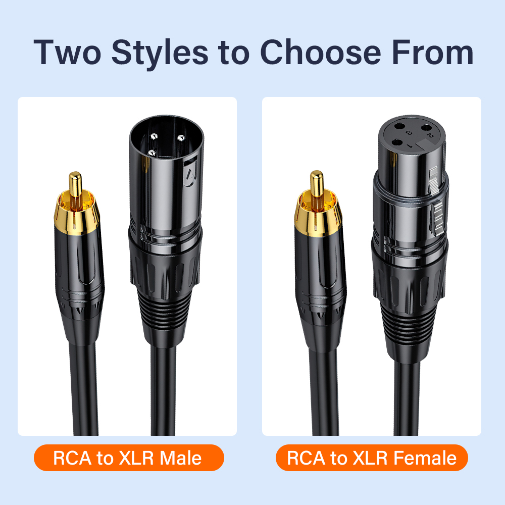 XLR-Stecker auf RCA-Stecker Kabel, XLR zu RCA Unbalanciertes HiFi-Audio OFC-Kabel, für Verstärker, Mischpult, Mikrofon, Längen 3m, 5m, 10m, 15m