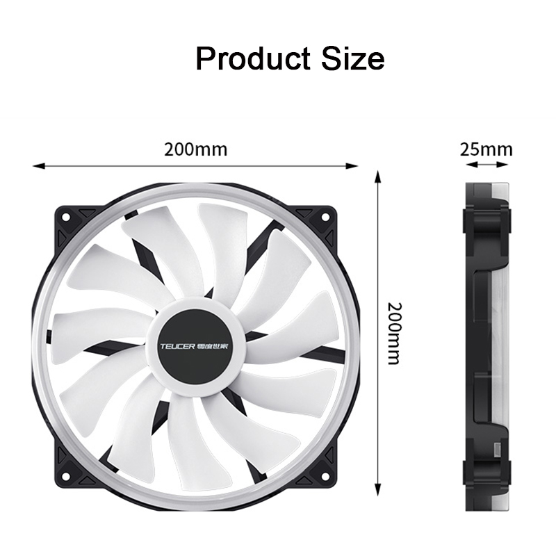 TEUCER FD200 Case Fan 200mm 5V 3PIN ARGB Computer Case Cooling Fan PC Accessories