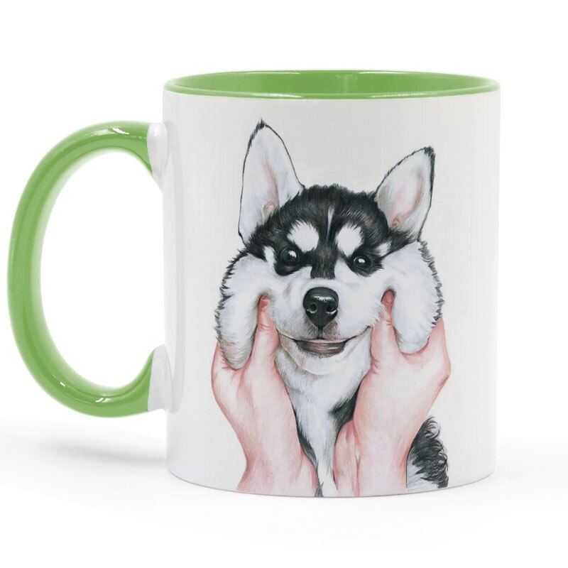 Siberian husky nypa ansiktsmugg kaffe mjölk keramisk diy heminredning muggar 11oz t332