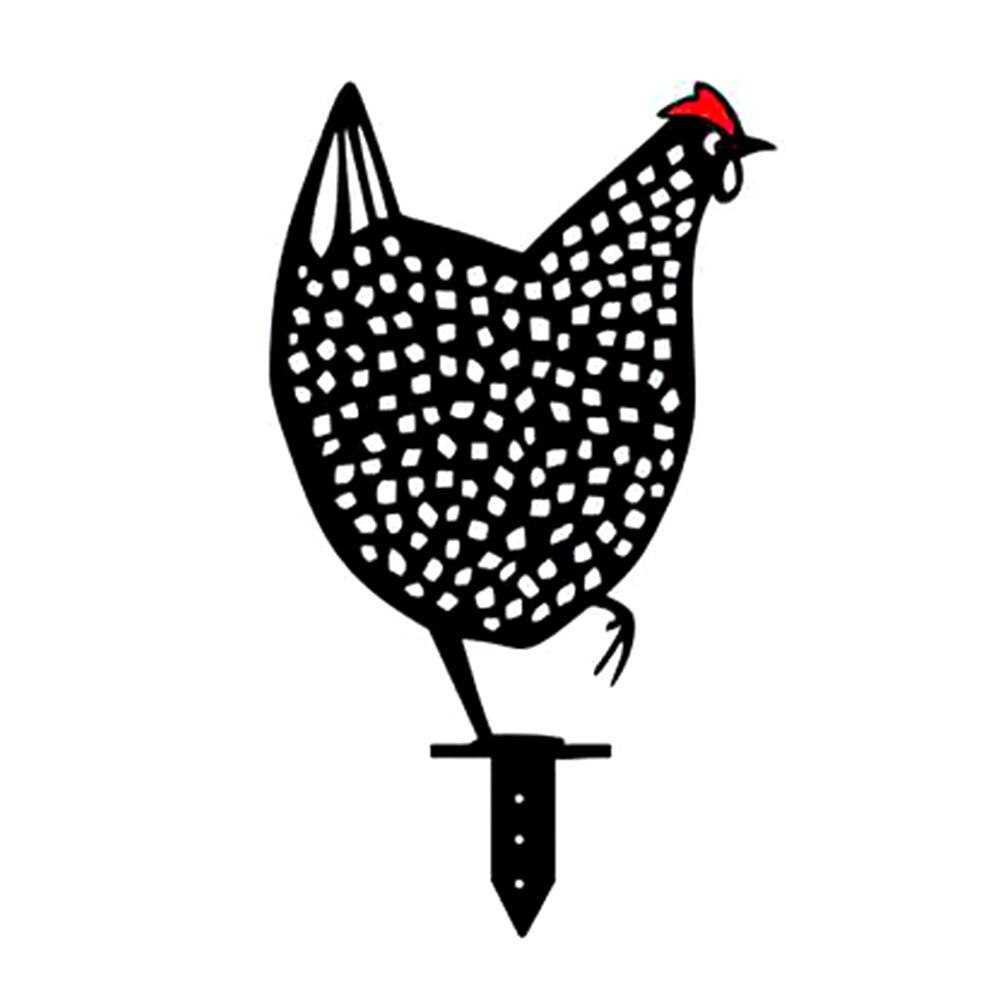 Metal Chicken Yard Art Silhouette Stake For Garden Country Yard Art Rooster Decoration: c