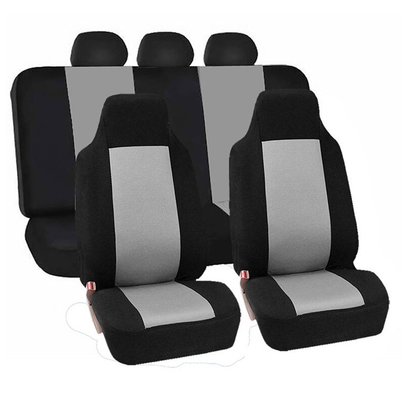 Car Seat Cover Airbag Compatible Ventilation Cloth Seat Protector Cushion Autos Universal Interior Accessories Fit Most Cars: 5 seats black gray
