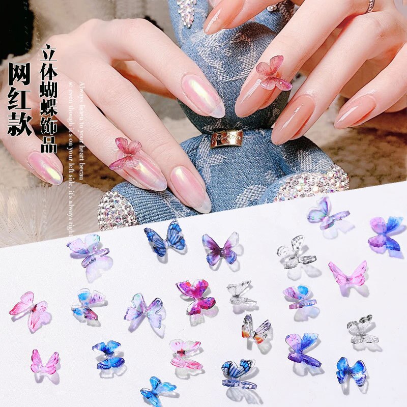 10 Stuks Gemengde Willekeurige 3D Vlinder Nail Art Decoraties Charme Nagels Nail Supplie Diy Japanse Manicure Accessoires Sticker