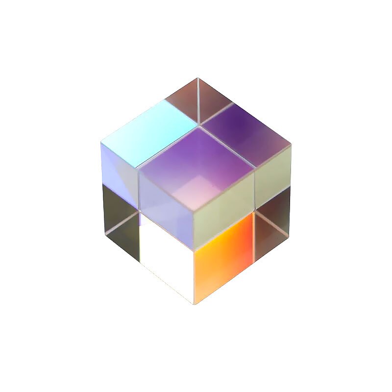 Prism Six-Sided Bright Light Combine Cube Prism Stained Glass Beam Splitting Prism Optical Experiment Instrument Bright Bright