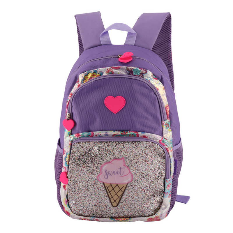 Verstelbare Loopstoeltje Shining Pailletten School Rugzak Ijs Patroon Peuter Baby Kinderen Rugzak Veiligheid Band: Paars