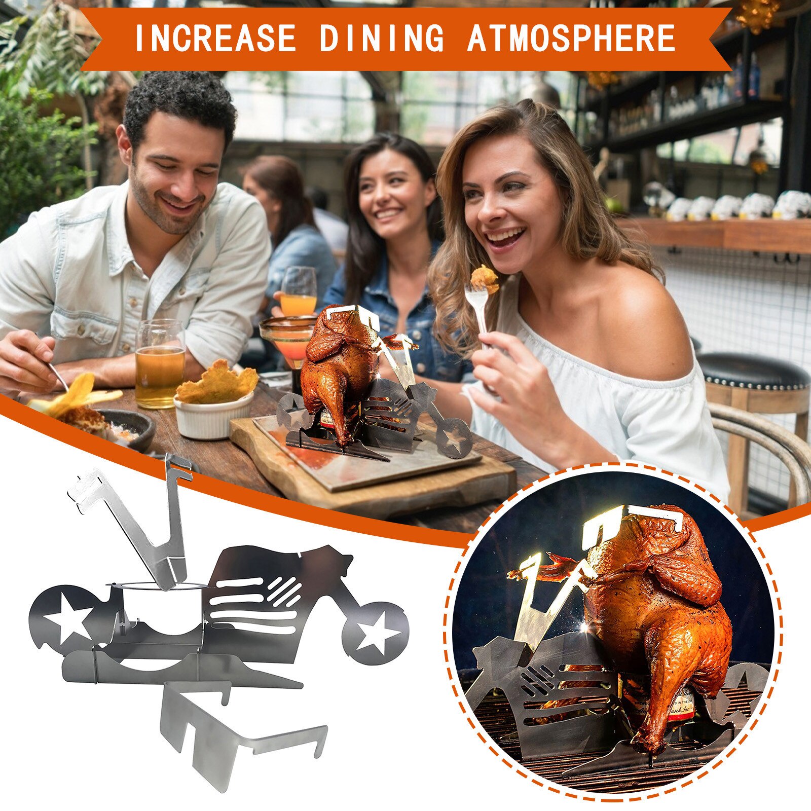 Portable Beer Chicken Stand Motorcycle Grilled Chicken Stand Motorcycle BBQ Stainless Steel Rack Outdoor Stainless Steel Grill: A