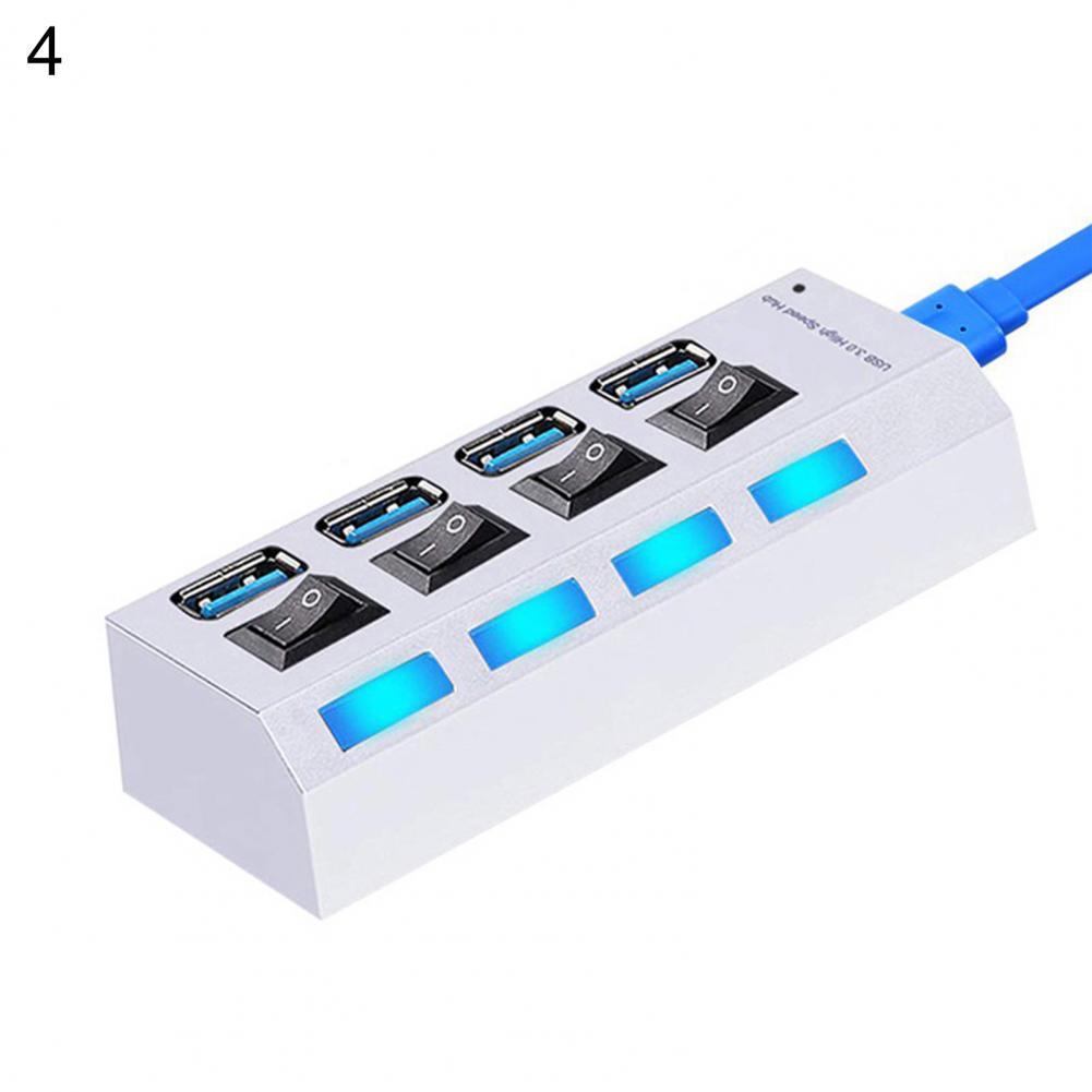 Plug and Play Wide Compatibility Keyboard/Mouse/U Disk USB Splitter for Computer:  White 4
