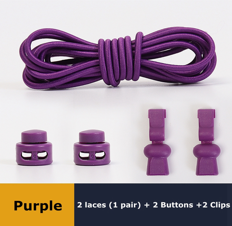 No Tie Shoelaces Round Elastic Shoe Laces Plastic Snap Lock Suitable For All Shoes Adult Children Walking Sports Lazy Lace