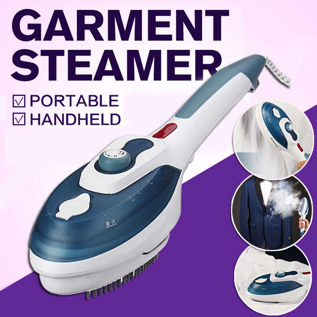 220v 800w bærbar håndholdt tøjdamper mini elektrisk dampbørste strygejern maskine +80 ml vandtank til klud hjem rejser