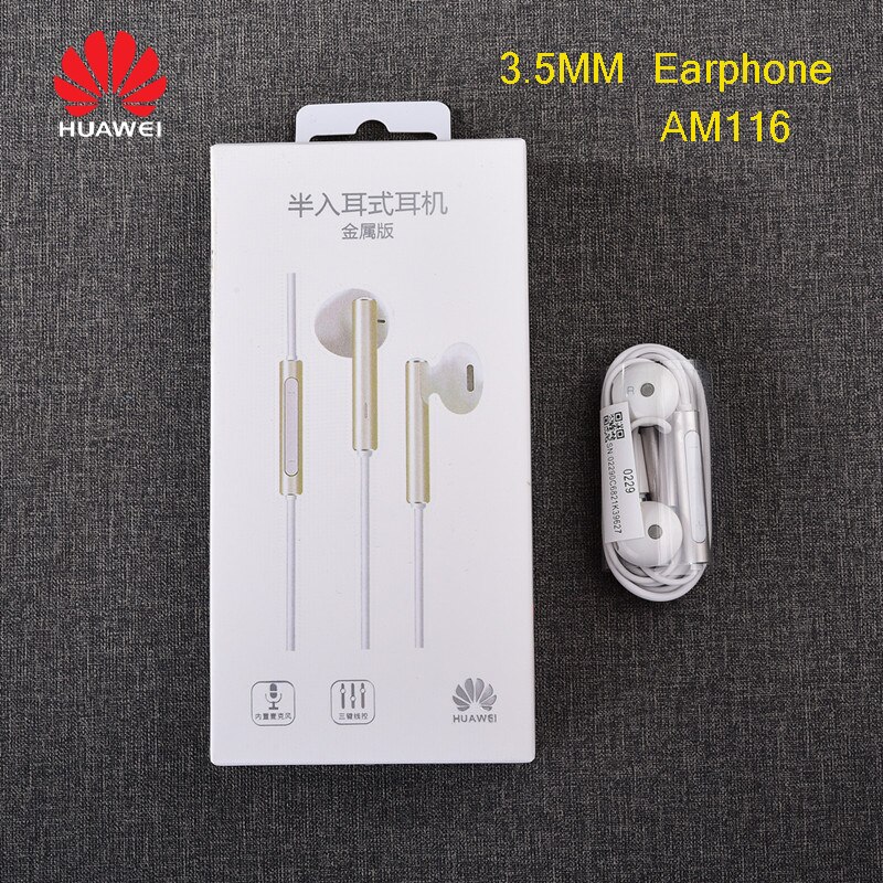 Huawei 3.5mm/tipo c fone de ouvido honra original am115 am116 fone com microfone para companheiro 40 30 pro honra 9x 9i 8x 7x 6x y9 nota 20 10 9: AM116 with box