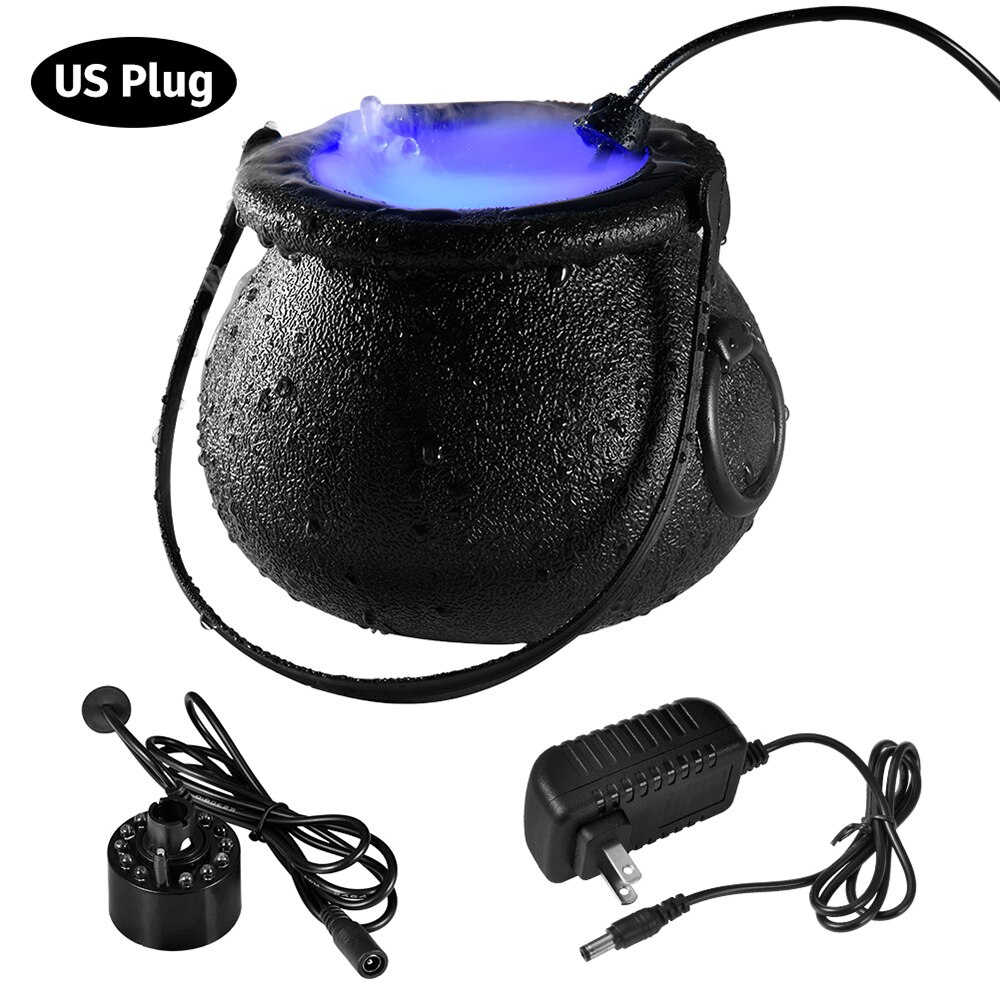 Humidificador LED para máquina de humo de bruja de Halloween, decoración espeluznante que cambia de Color, de escena DIY para de Halloween, juguete de broma: US plug
