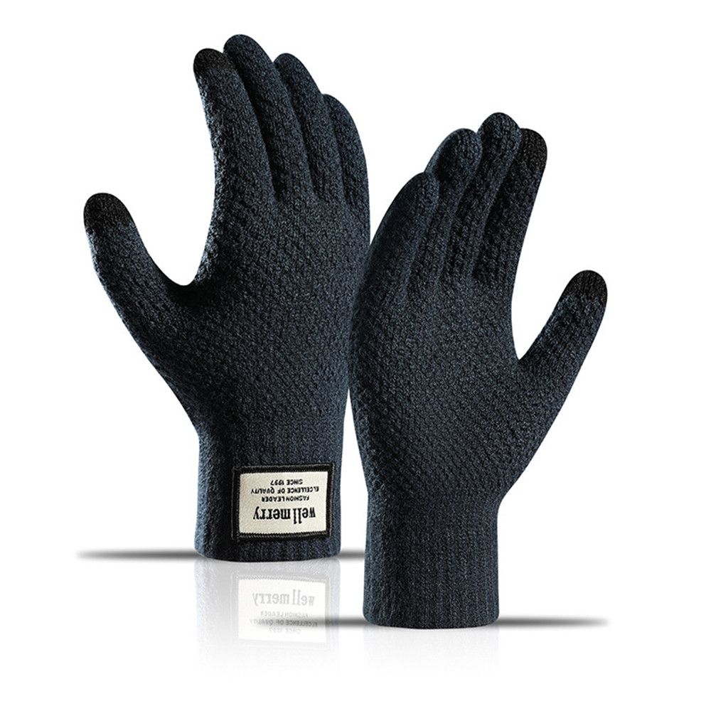 Guantes de punto de para hombre, manopla gruesa y cálida de lana y Cachemira, Color sólido, ideal para negocios, Invierno: Rojo