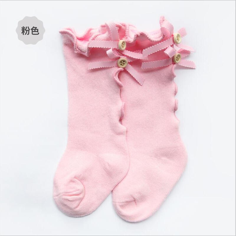 Engel baby baby meisjes kind sokken lint strik katoen zacht halve meisjes kniekous baby peuter prinses mooie kniekousen kinderen: Roze / 12m