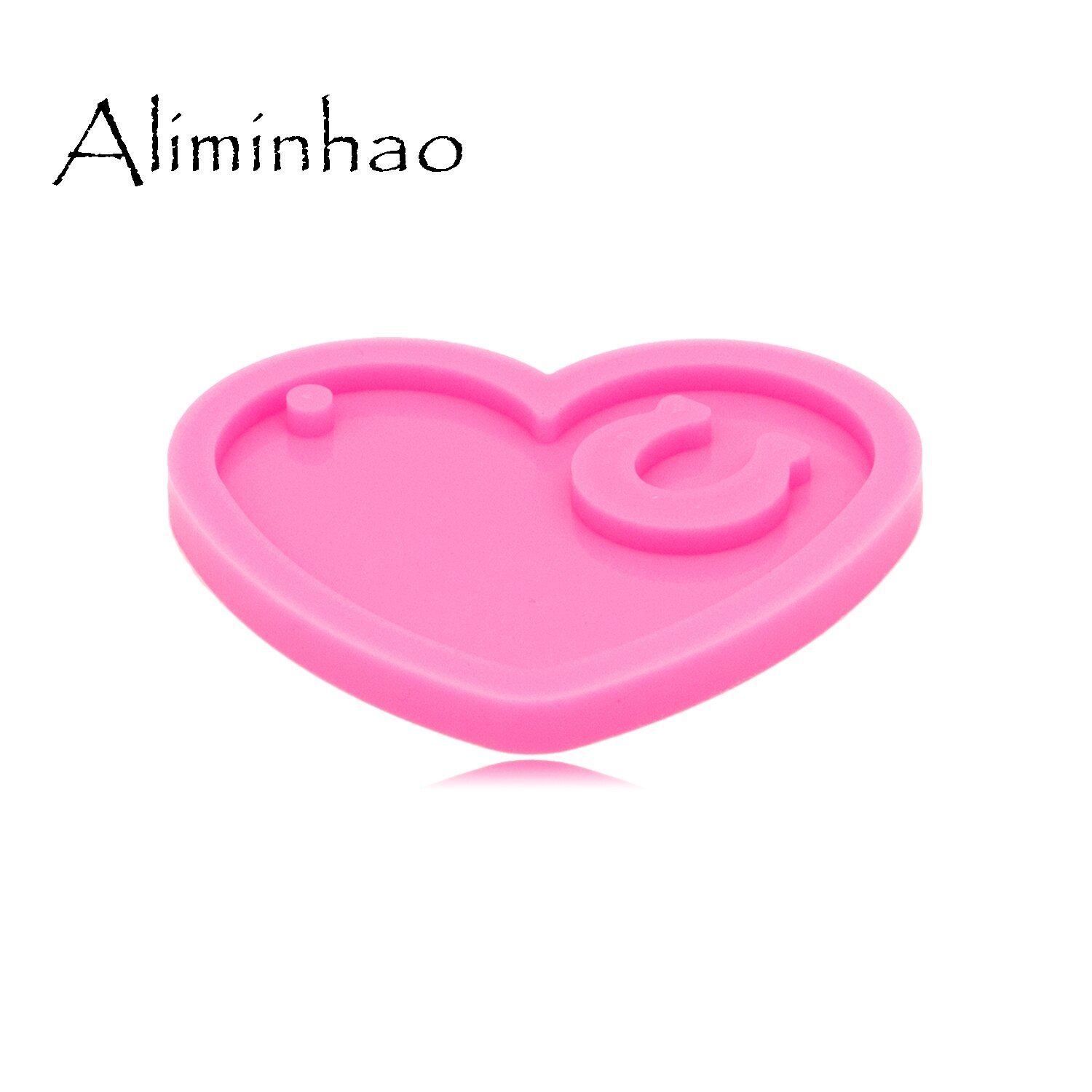 DY0563-Molde brillante de corazón y herradura para llavero, resina UV, molde de silicona líquida, artesanía para DIY, fabricación de collares y joyas