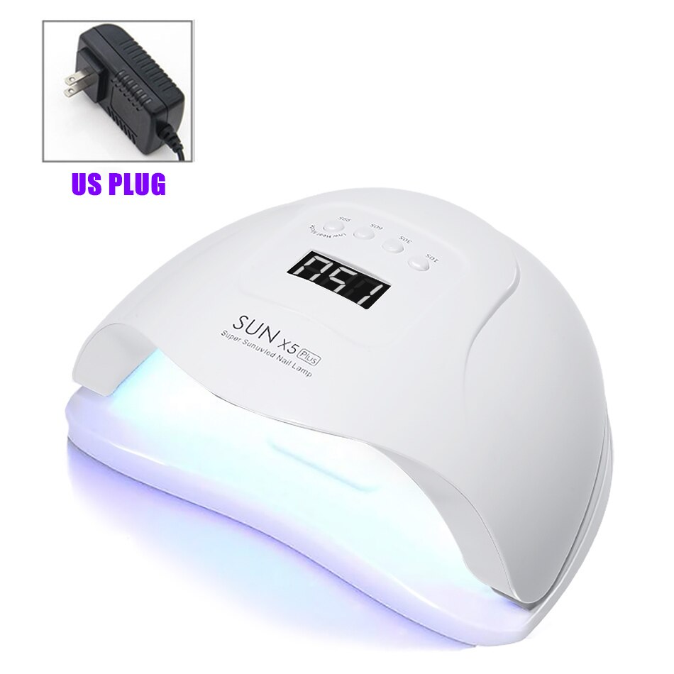 SUN X5 Plus-secador de uñas UV LED, lámpara de curado de esmalte de Gel de 80W con temporizador inferior, pantalla LCD, secado rápido, herramientas de manicura: White (US Plug)