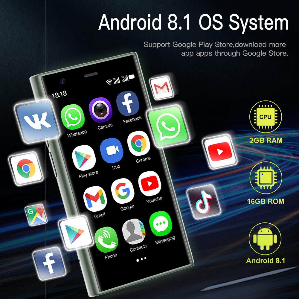 SERVO S23 Mini Android-smartphone 3G WCDMA 2 GB + 16 GB ROM Google Play WiFi 2 SIM Stand-by 3.0 "scherm Leuke mobiele telefoons Vlaggenschip