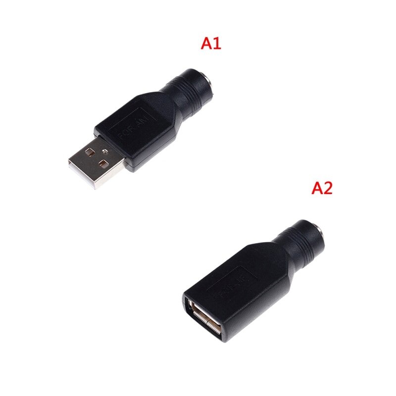 Vrouwelijke Jack Naar Usb 2.0 Male Plug/Vrouwelijke Jack 5V Dc Stekkers Connector Adapter Laptop 5.5*2.1Mm Zwarte Kleur