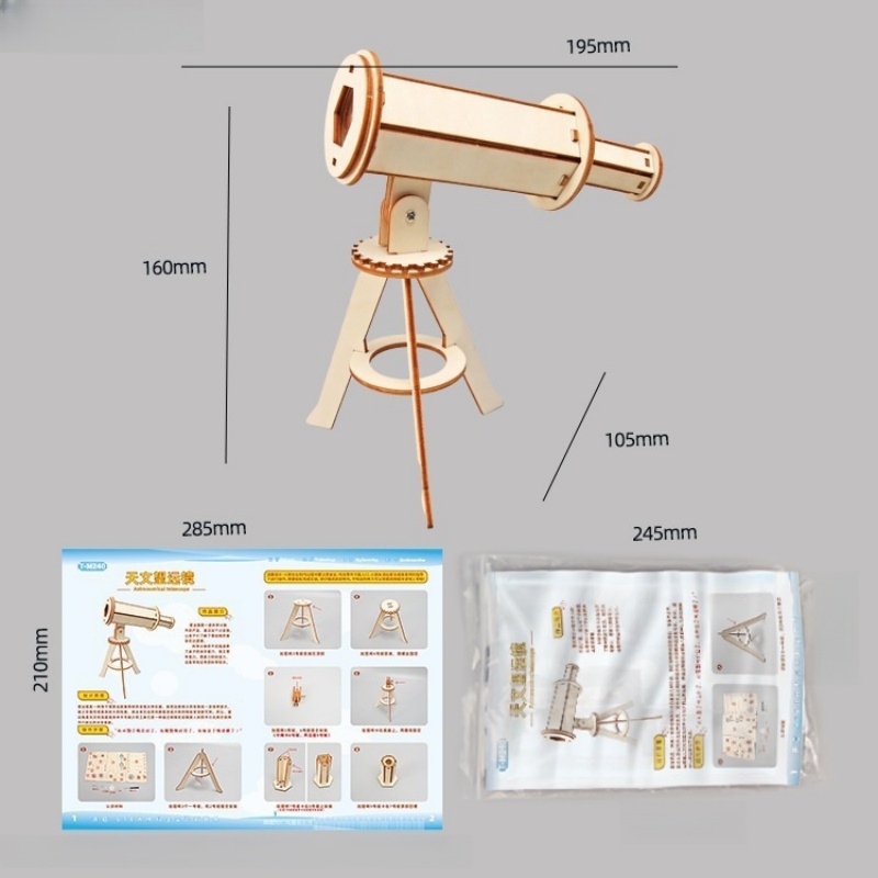 Gör-det-själv-teknik liten tillverkare astronomi teleskopmodell leksak barns handmonterade leksak material fysik vetenskapligt experiment