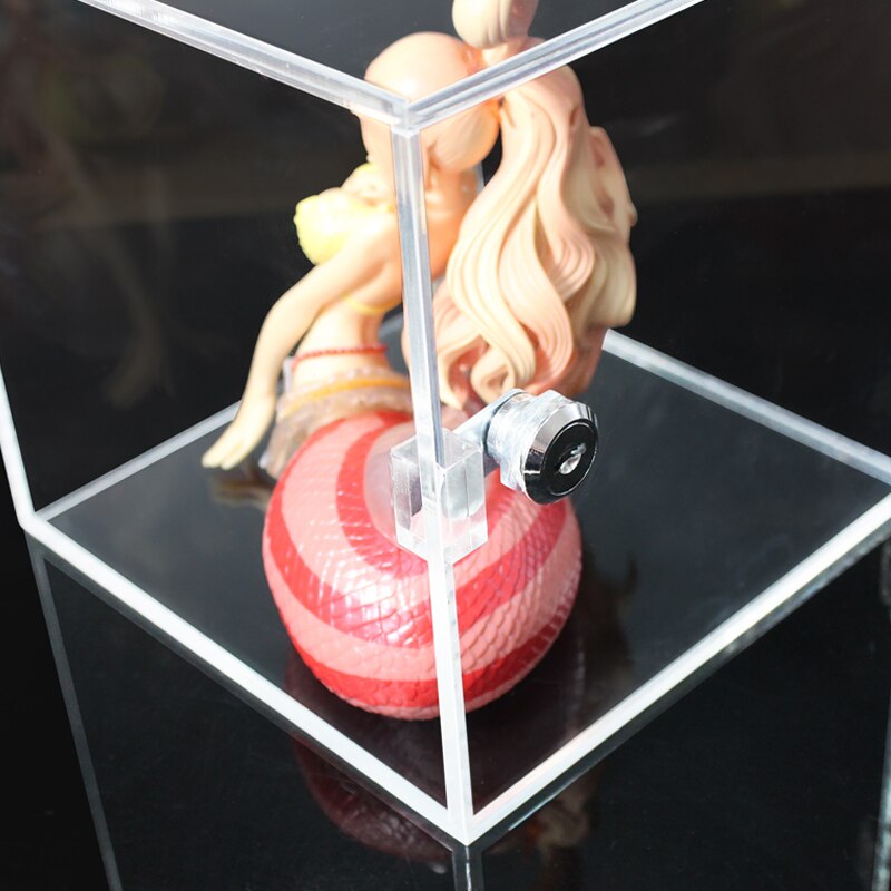 Family desktop model with lock storage box transparent dustproof acrylic square collection and display rack box