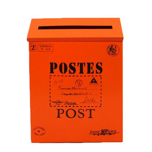 Vintage væghængende jern postkasse post postbreve avisæske vandtæt postkasse låsekasse hjem have oranment indretning: Orange rød