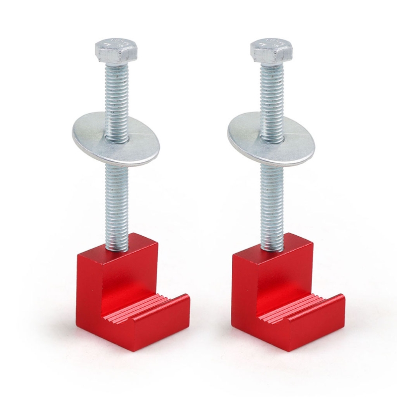 2Pcs J-Shaped Auto Tool Box Tie Downs Premium Aluminum Hook Crossover Toolbox Pickup Tie Downs Wide Clamp Toolbox Tensioner: Red