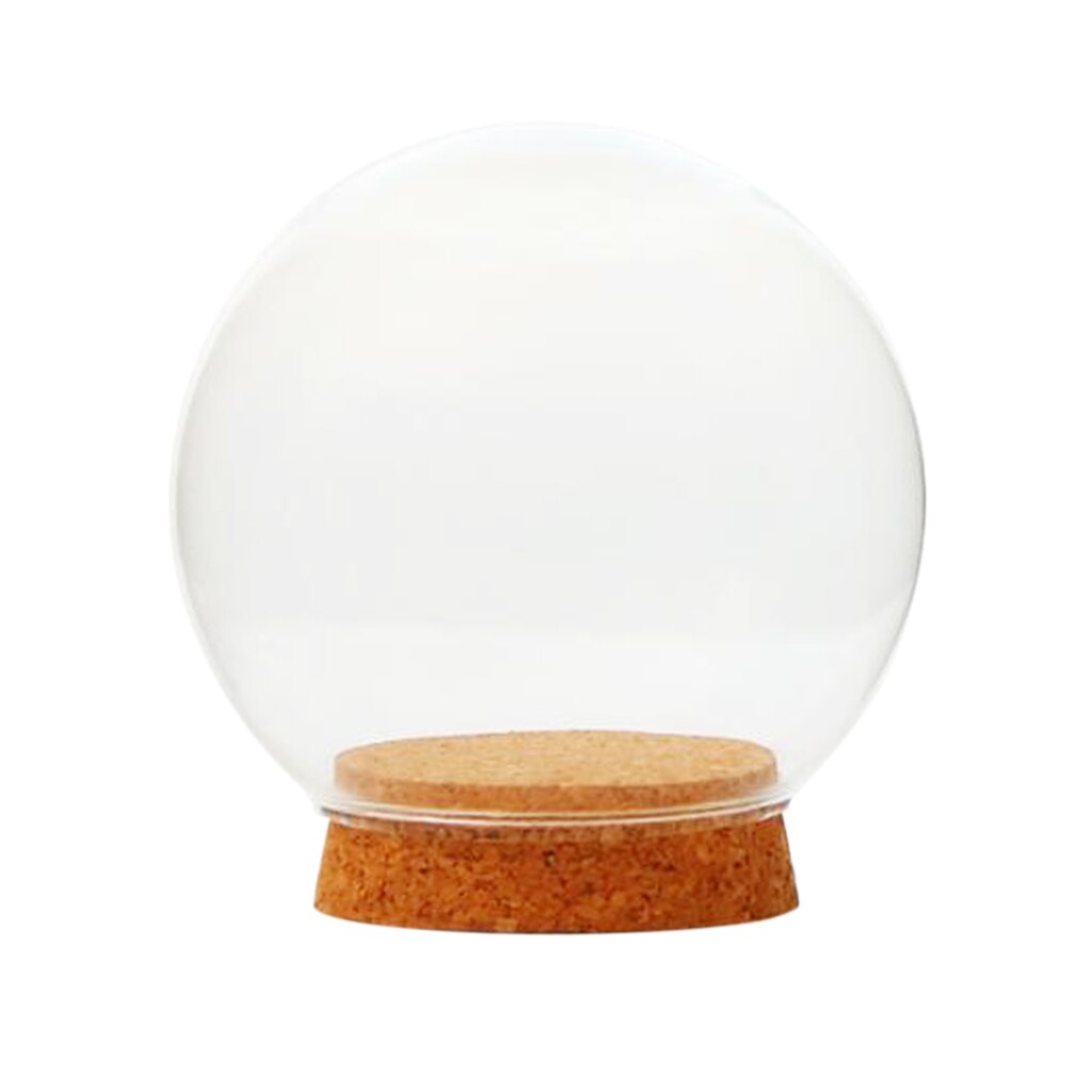 Vidro claro cloche globo display dome com base de madeira secas vaso de flores fada