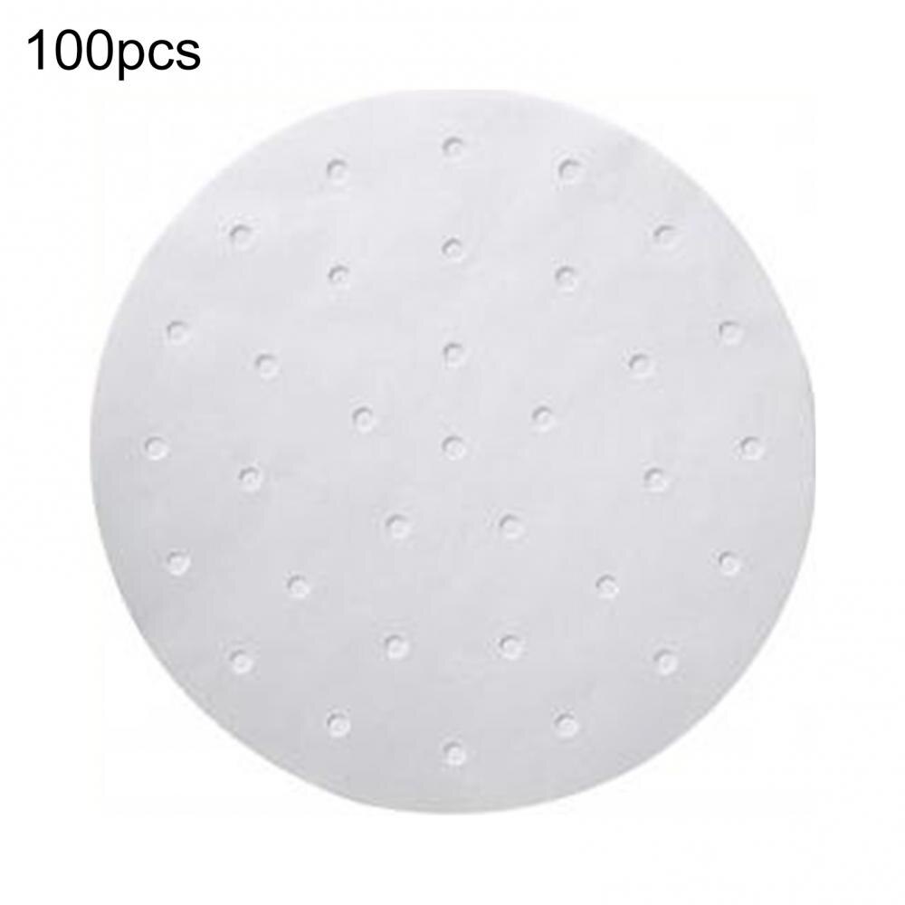 100Pcs Perforated Non Sticky Baking Paper Bread Snack Steamer Sheet Disposable ​Baking Sheets Steamer Mat: 23cm