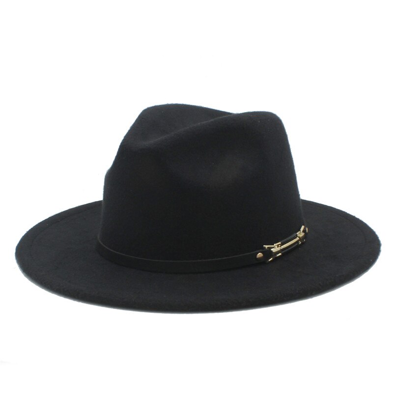 Men's Women's Wool Felt Fedora Hat Gangsters Traditional Godfather Mafia Caps Size 56-58CM: Black