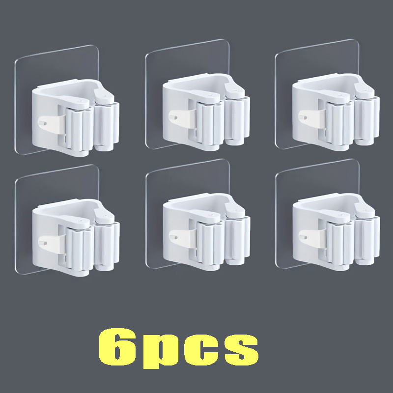 Moppeholder selvklebende kostestativ veggmontert moppestøtte feiebørstekrok oppbevaringsorganisator bad kjøkkenutstyr: Gul