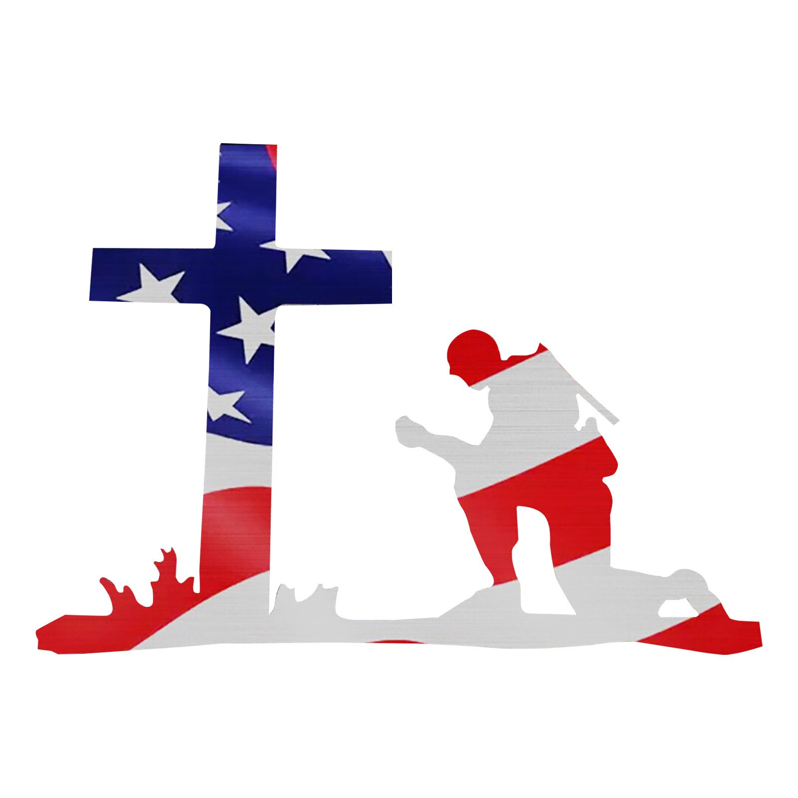 American Cross Kneeling Soldier Weathered Sign Plastic Splicing Diy Art Decoration Landscaping Decorative Spinners: A