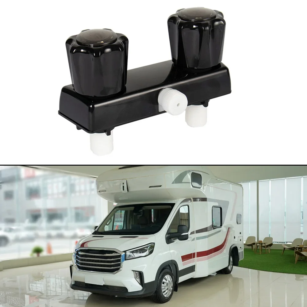 RV Wohnmobil Dusche Wasserhahn Ventil Umsteller W/Doppel Knopf Für Reise Anhänger Wohnmobil Für Handbrause Schlauch Haken hoch: Schwarz