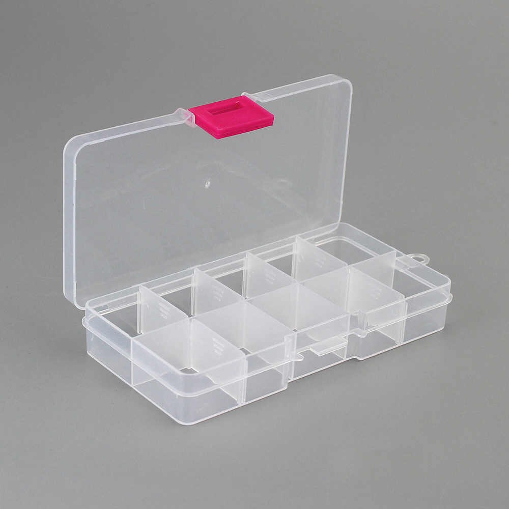 10 Grids Clear Detachable Storage Box Can Be Assembled Plastic Jewelry Case Finishing Box Eco-friendly Bead Storage Box: 01