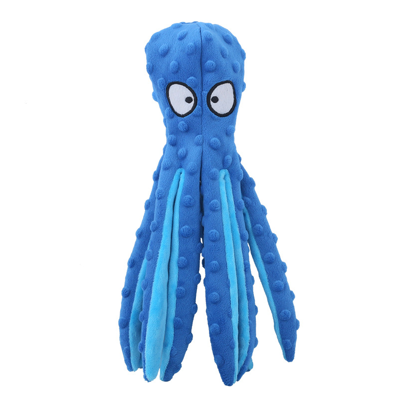 Animal de estimação brinquedo de pelúcia cão voz polvo escudo quebra-cabeça brinquedo mordida resistente brinquedos interativos limpeza dos dentes do cão mastigar brinquedo filhote de cachorro suprimentos para cães: Azul