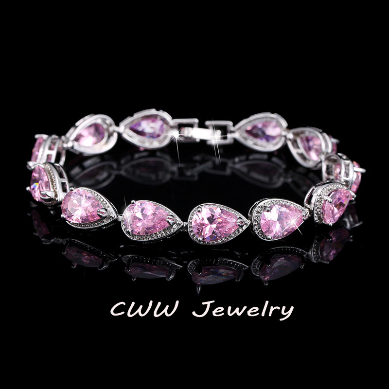 CWWZircons 2024, accesorios de para mujer, pulsera de piedra CZ con forma de gota de agua de circonia cúbica de lujo para joyería de boda nupcial CB135: Chapado en cobre envejecido