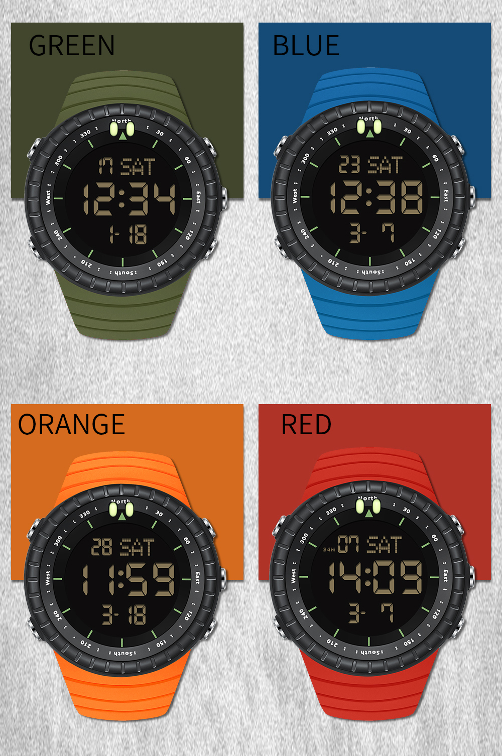 SANDA-reloj electrónico deportivo para estudiantes, cronógrafo Digital multifuncional, resistente al agua, LED, cuenta atrás, a prueba de golpes, 6184